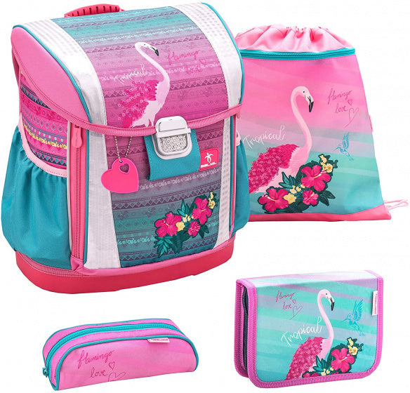 schoolspullenset flamingo 19 liter polyester groen