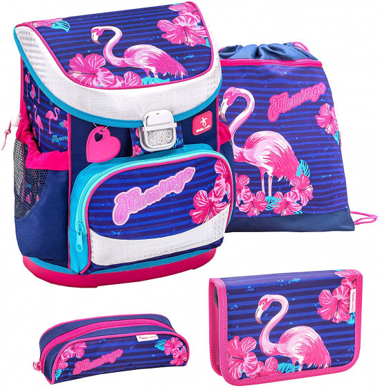 schoolspullenset flamingo 19 liter polyester roze