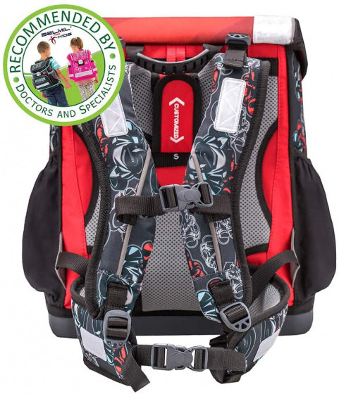 schoolspullenset motor 19 liter polyester zwart/rood
