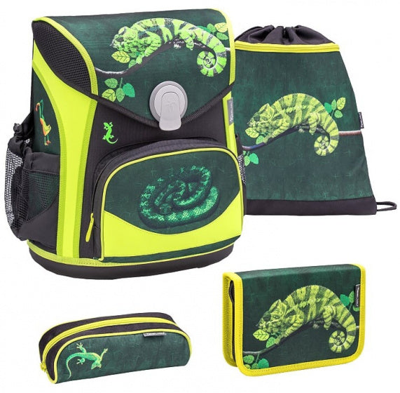 schoolspullenset reptiel 19 liter polyester groen/geel