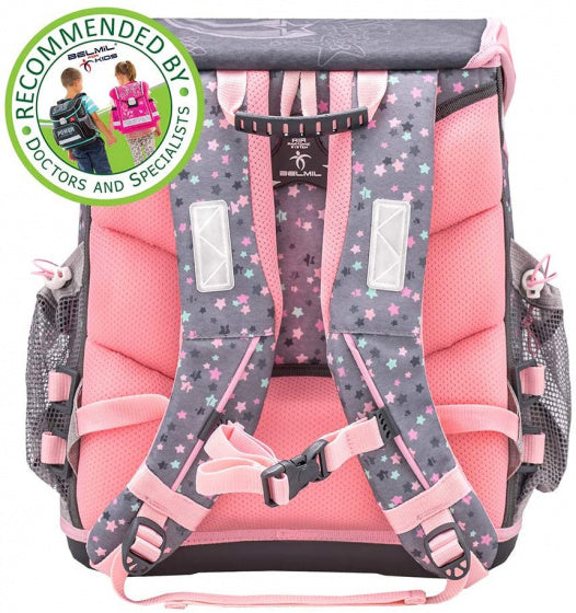 schoolspullenset ster 19 liter polyester grijs/roze