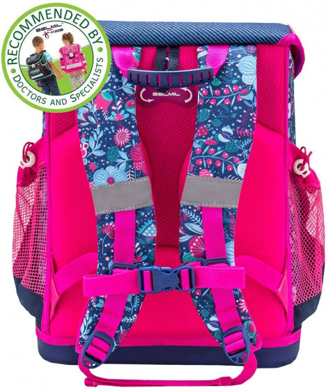 schoolspullenset vlinder 17 liter polyester blauw/roze