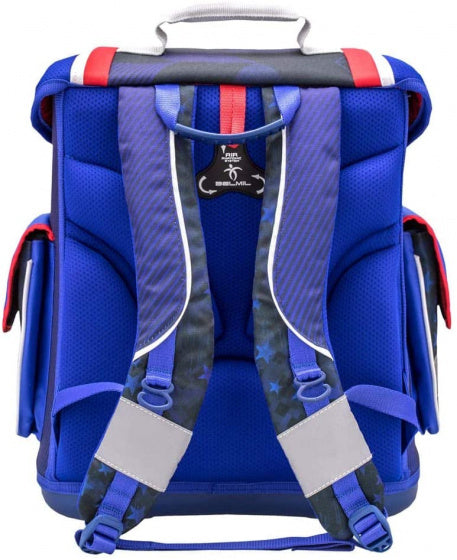 schoolspullenset voetbal 19 liter polyester blauw/rood