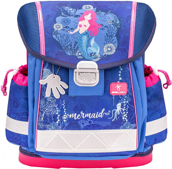 schooltas Mermaid meisjes 32 x 19 x 36 cm blauw/roze