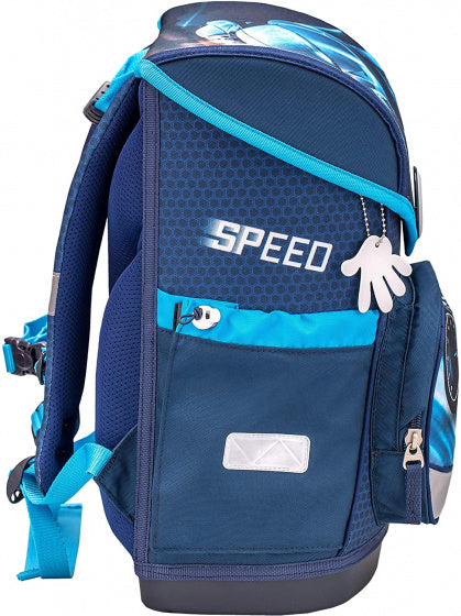 schooltas Race jongens 30,5 x 19 x 37 cm blauw 2-delig