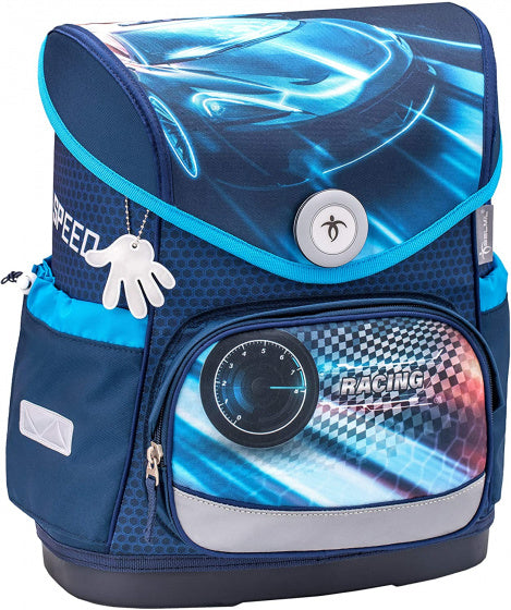 schooltas Race jongens 30,5 x 19 x 37 cm blauw 2-delig