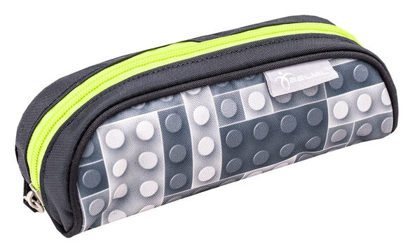 rugzakset Bricks jongens polyester grijs/geel 4-delig