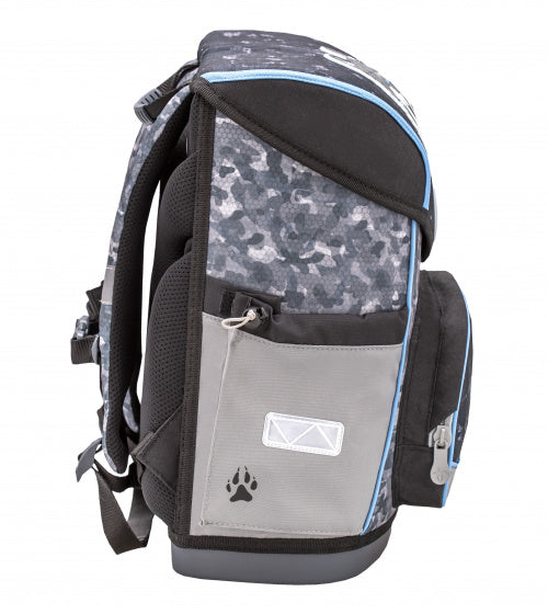 schoolset wolf 37 cm polyester grijs 4-delig