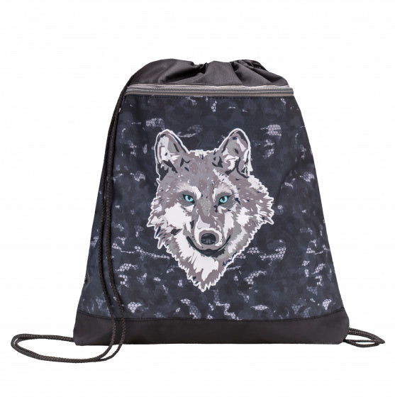 schoolset wolf 37 cm polyester grijs 4-delig