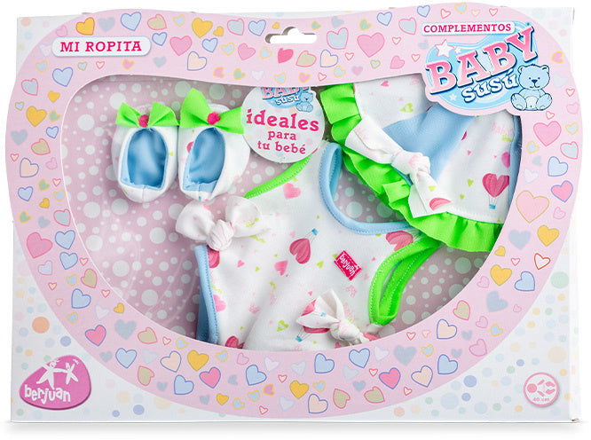 poppenkleding badjurk meisjes 38 cm PE groen/blauw