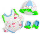 poppenkleding badjurk meisjes 38 cm PE groen/blauw