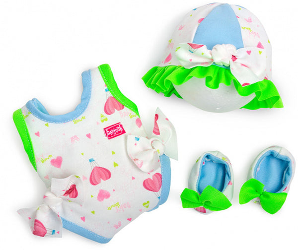 poppenkleding badjurk meisjes 38 cm PE groen/blauw