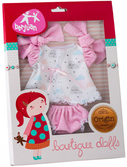 babypop-accesoire jurk meisjes 30 cm polyester roze/wit