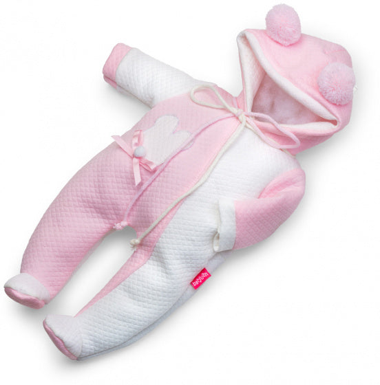 poppenkleding pyjama meisjes 38 cm PE roze/wit