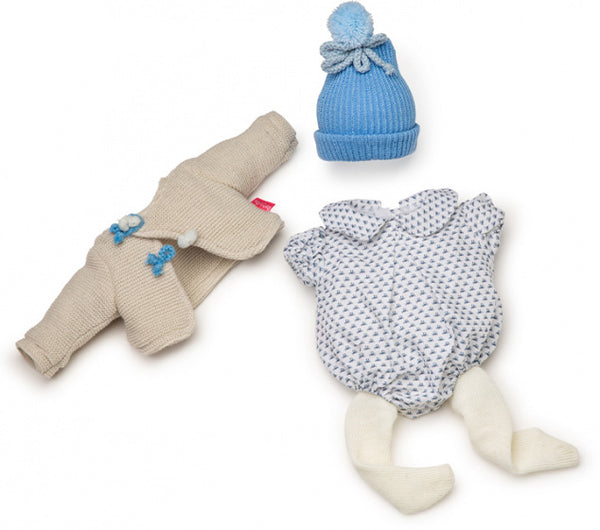 poppenkleding meisjes 38 cm PE blauw/beige