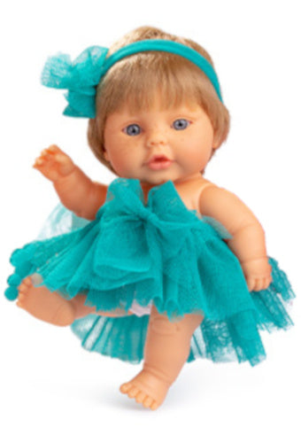 babypop 22 cm meisjes vinyl/textiel blond/turquoise