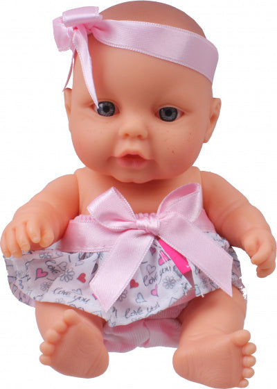 babypop 22 cm meisjes vinyl/textiel roze/wit
