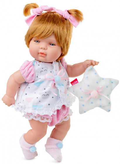 babypop Baby Smile meisjes 30 cm vinyl/textiel wit/roze