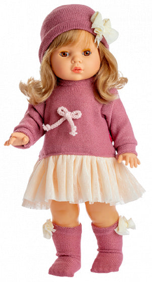 tienerpop Colette meisjes 45 cm donkerroze/crème