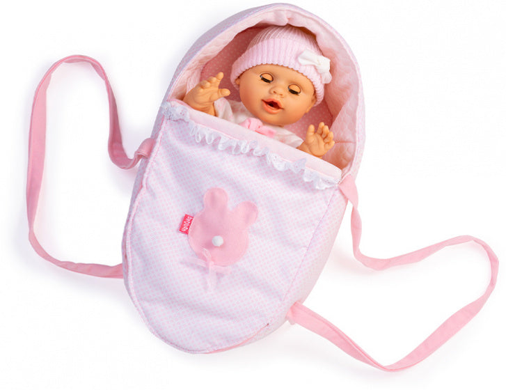 draagtas babypop meisjes 38 cm textiel roze