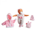 babypop Lloroncete meisjes 28 cm wit/lichtroze 5-delig