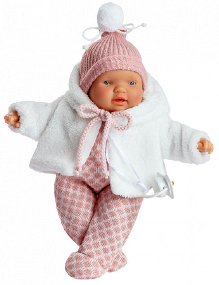 babypop Lloroncete meisjes 28 cm wit/roze 5-delig