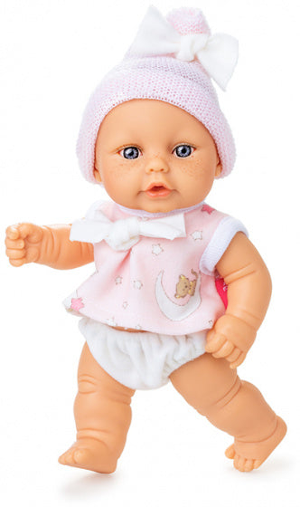 babypop Mini Baby 20 cm meisjes wit/roze