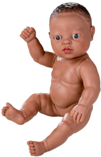 babypop Newborn 30 cm junior vinyl/textiel wit/blauw