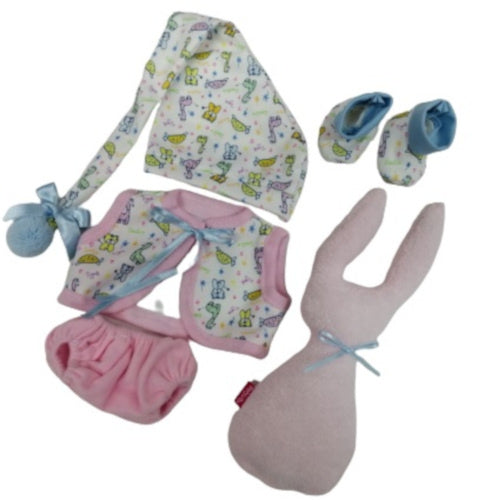 babypopkleding Andrea meisjes textiel blauw/roze