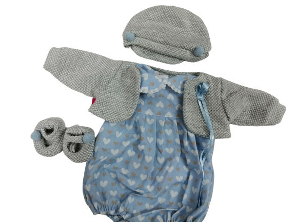 babypopkleding Llorón meisjes textiel blauw/grijs