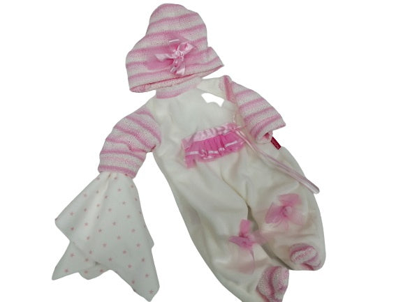 babypopkleding Llorón meisjes textiel wit/roze