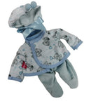 babypopkleding meisjes textiel blauw/wit 3-delig