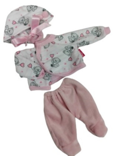 babypopkleding meisjes textiel roze/wit 3-delig