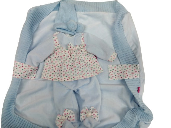 babypopkleding Newborn meisjes textiel blauw/wit