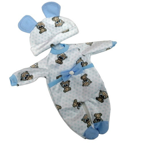 babypopkleding Pyjama meisjes textiel blauw 2-delig