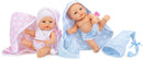 babypoppen Mini meisjes 25 cm roze/blauw 2 stuks