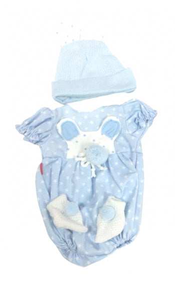 babypoppenkleding Irene meisjes 50 cm blauw 3-delig