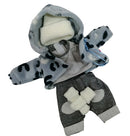 babypoppenkleding meisjes 28 cm textiel grijs/wit