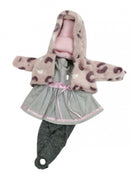 babypoppenkleding meisjes 28 cm textiel roze/grijs