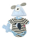 babypoppenkleding Newborn 45 cm wol crème/blauw