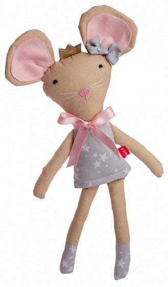 knuffelpop Muis meisjes 36 cm katoen grijs/roze