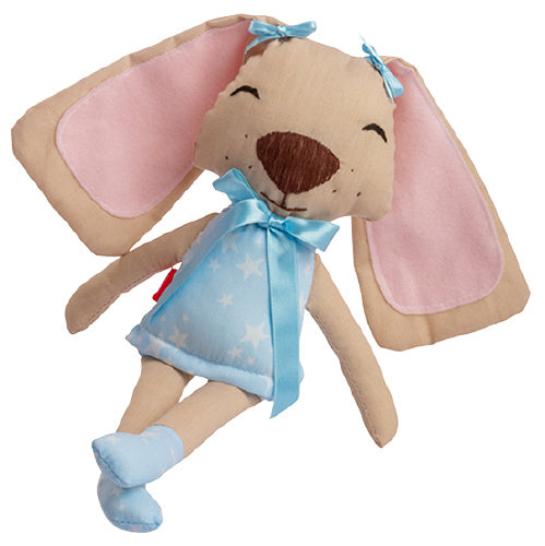 knuffelpop Puppy meisjes 36 cm katoen blauw/roze