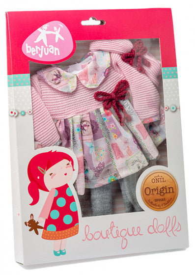 pop-accesoire jurk meisjes 38 cm textiel roze/grijs