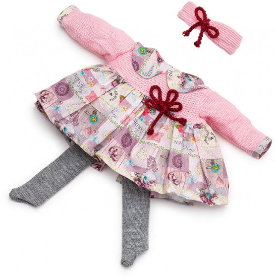 pop-accesoire jurk meisjes 38 cm textiel roze/grijs