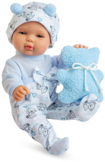 poppenpyjama Baby Smile 28 cm lichtblauw 2-delig