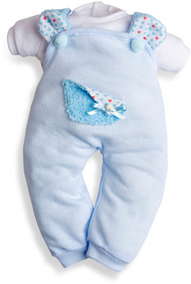 poppenkleding Baby Sweet 45 cm lichtblauw/wit 2-delig