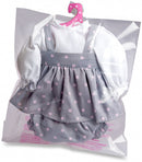 poppenkleding Baby Sweet stippen 45 cm grijs 3-delig