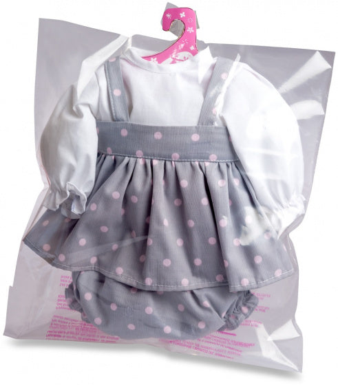 poppenkleding Baby Sweet stippen 45 cm grijs 3-delig