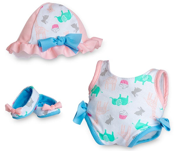 poppenkleding badjurk meisjes 38 cm PE roze/groen