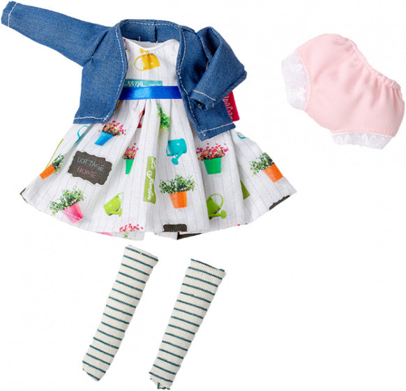 poppenkleding jurk The Biggers meisjes blauw/wit